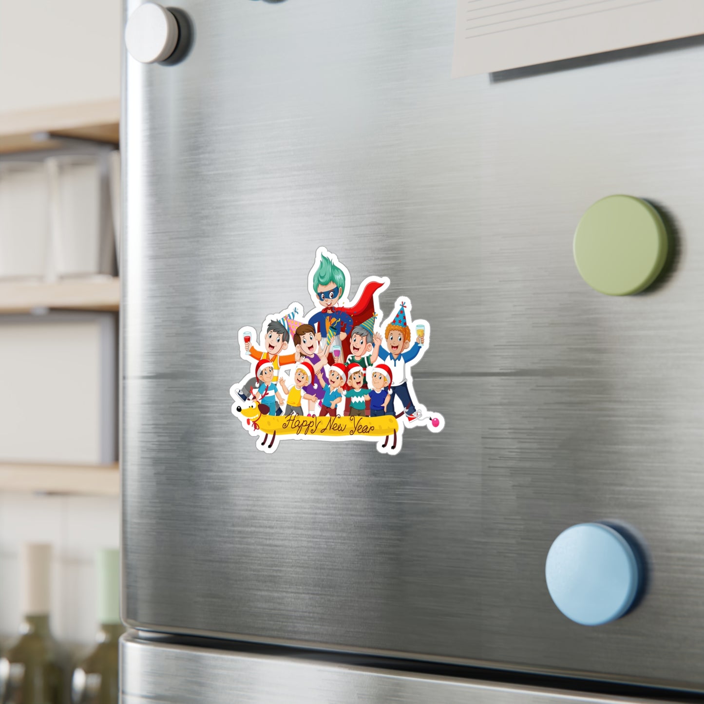 Christmas Kiss-Cut Vinyl Decals – Happy new year with friends - [[{"value":"Wonderwear Kid"}]]
