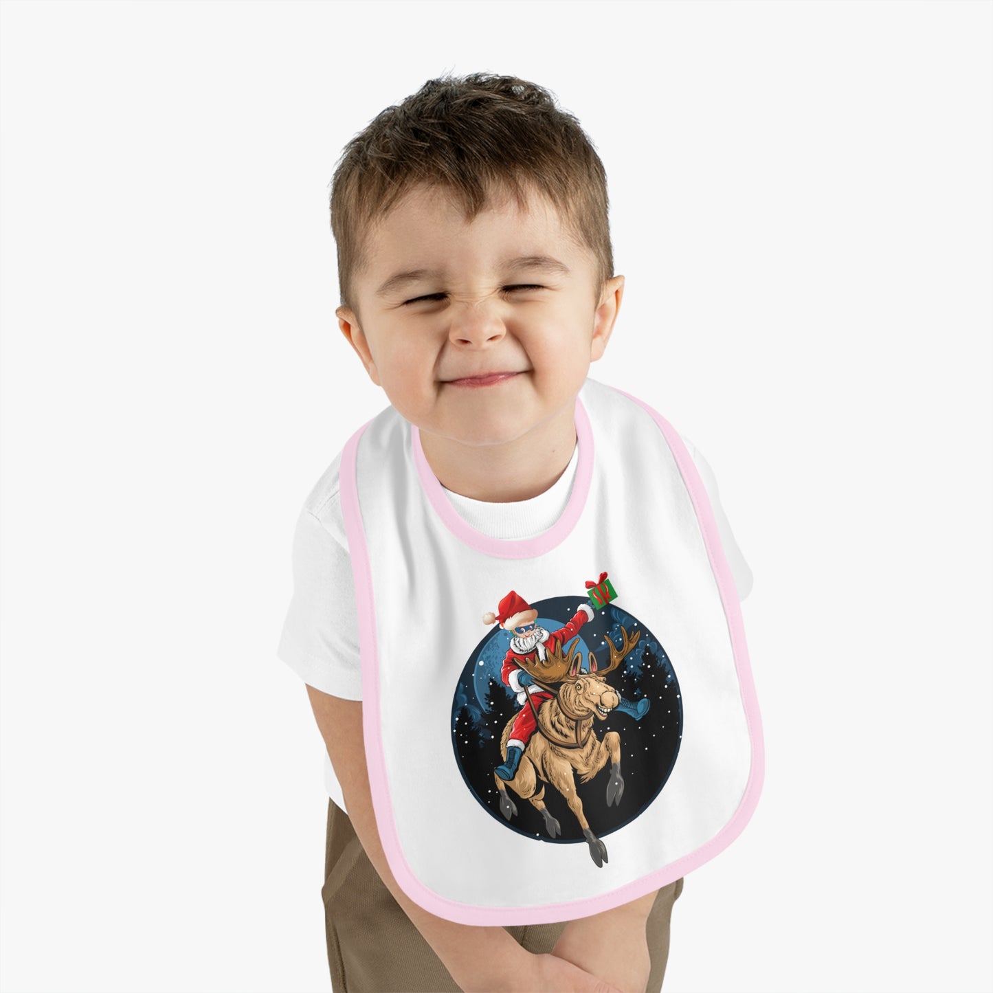 Baby Bib - Super kiddo riding a reindeer