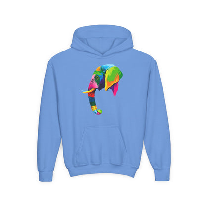 Youth hoodie with adorable elephant design Printify