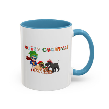 Accent Coffee Mug - Super kiddo woith pet friends - [[{"value":"Wonderwear Kid"}]]