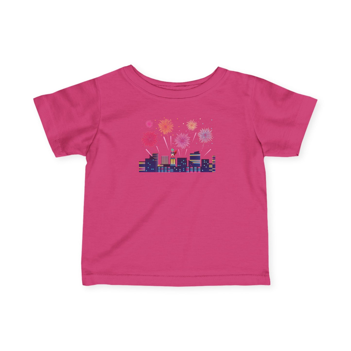 Infant Fine Jersey Tee - Super kiddo with fireworks - [[{"value":"Wonderwear Kid"}]]
