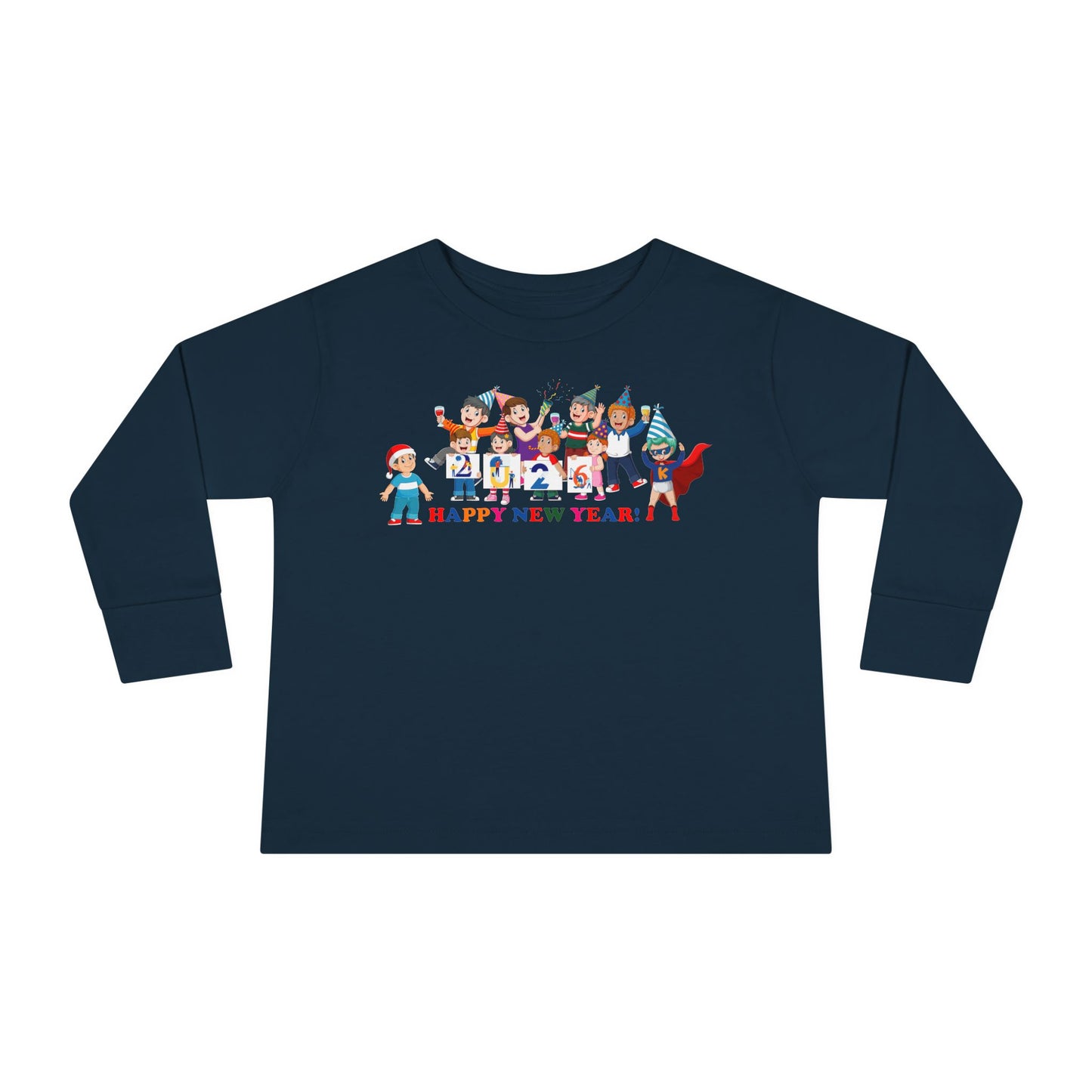 Toddler Long Sleeve Tee - Happy new year from super kiddo - [[{"value":"Wonderwear Kid"}]]