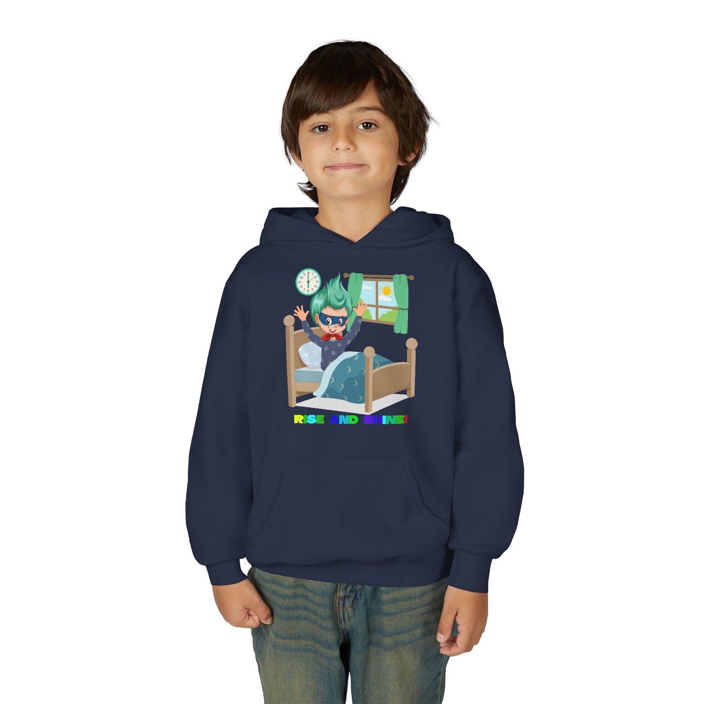 Youth Heavy Blend Hooded Sweatshirt - Super kiddo teaches us to wake up early