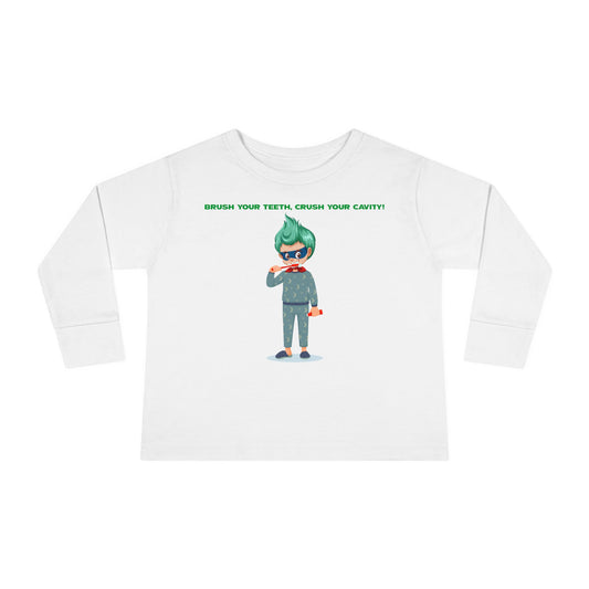 Toddler Long Sleeve Tee - Super kiddo brushing teeth - [[{"value":"Wonderwear Kid"}]]