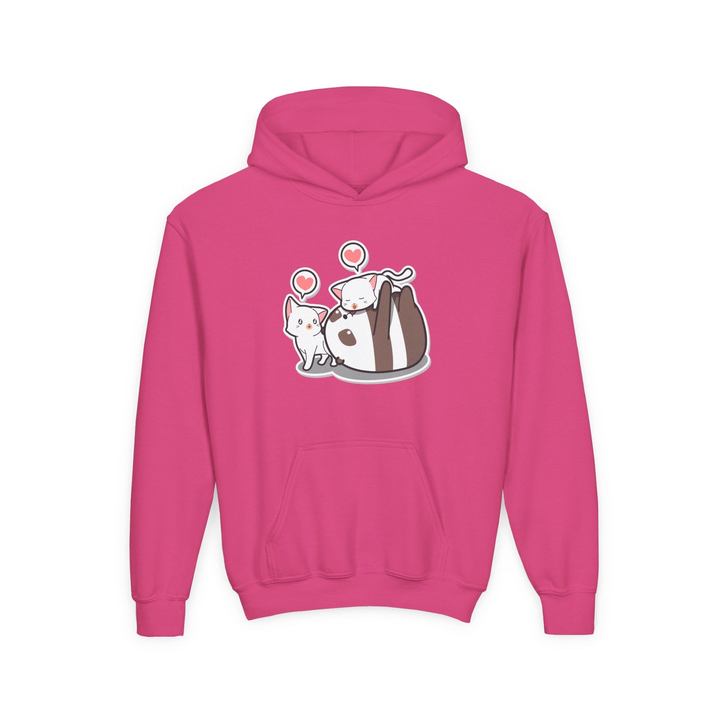 Youth Heavy Blend Hooded Sweatshirt - The panda and cat