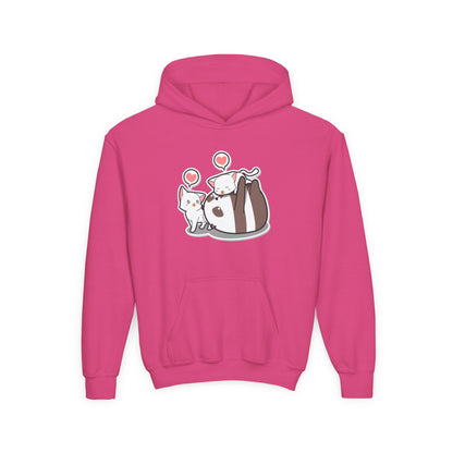 Youth Heavy Blend Hooded Sweatshirt - The Panda and Cat Printify