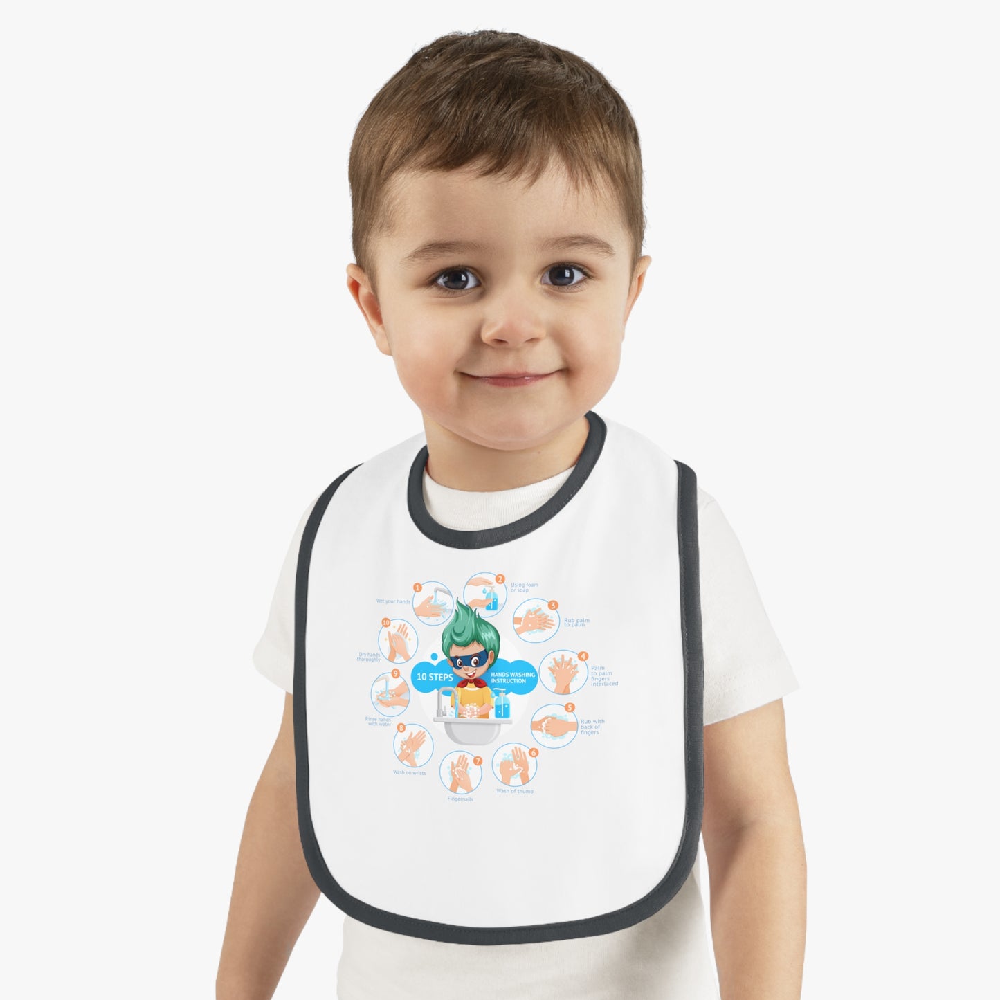 Baby Bib - Super kiddo hand washing steps