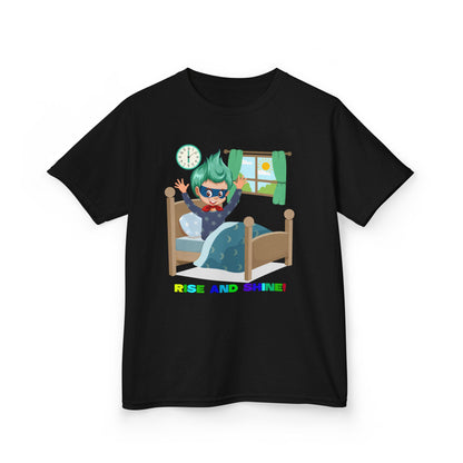 Kids Heavy Cotton™ Tee - Super kiddo teaches us to wake up early - [[{"value":"Wonderwear Kid"}]]