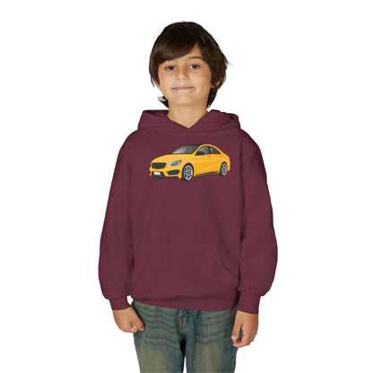 Youth Heavy Blend Hooded Sweatshirt - Yellow car Printify