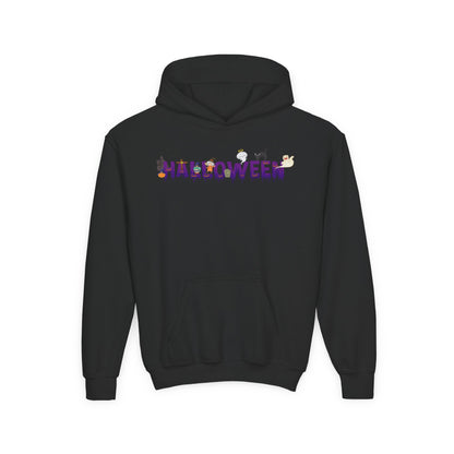 Youth Heavy Blend Hooded Sweatshirt - Holloween word Printify