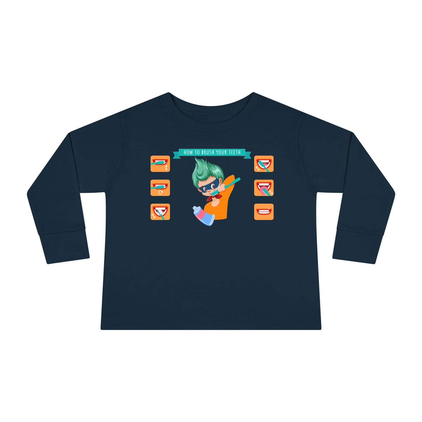 Toddler Long Sleeve Tee - Super kiddo how to brush teeth - [[{"value":"Wonderwear Kid"}]]