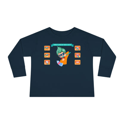 Toddler Long Sleeve Tee - Super kiddo how to brush teeth - [[{"value":"Wonderwear Kid"}]]