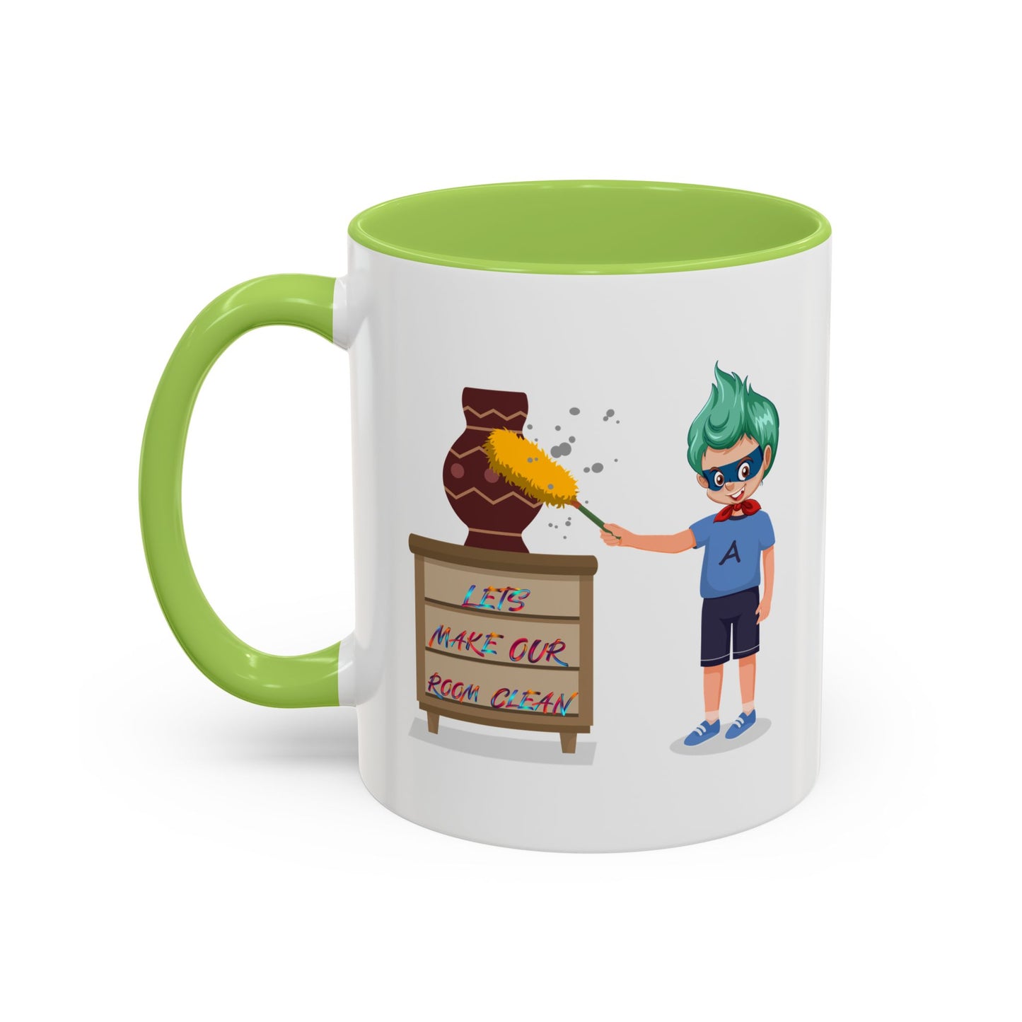 Accent Coffee Mug - Super kiddo cleaning a vase