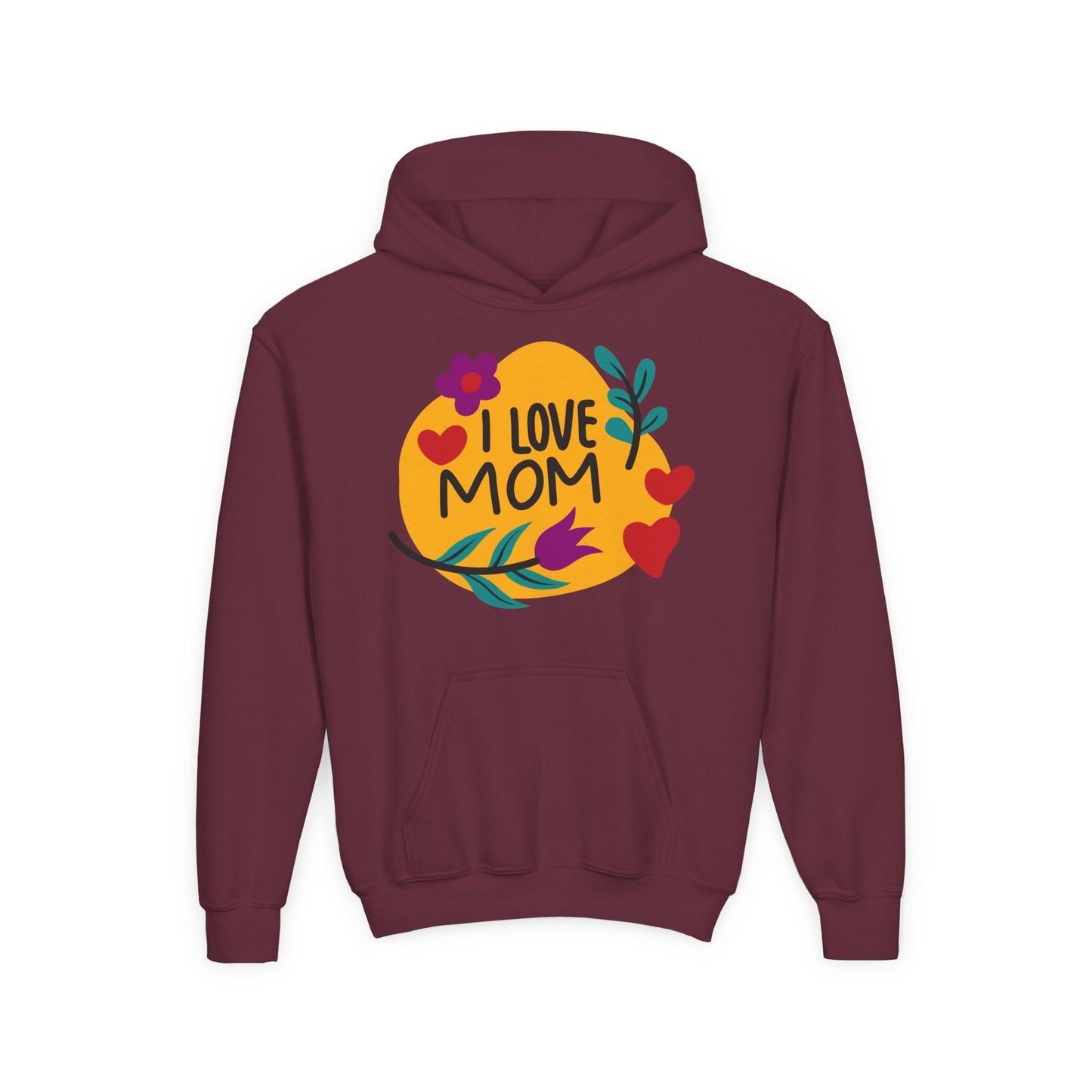 Youth Heavy Blend Hooded Sweatshirt - I love mom