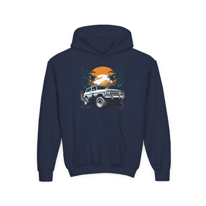 Youth Heavy Blend Hooded Sweatshirt - Off road car Printify