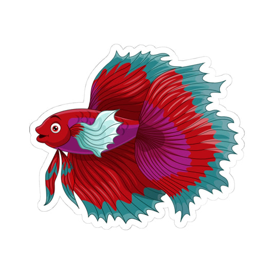 Kiss-Cut Vinyl Decals - Red siamese fighting fish Printify