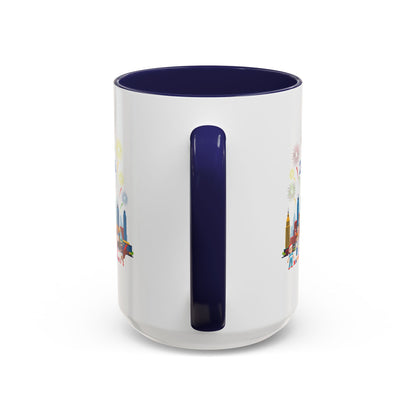 Accent Coffee Mug - Happy new year with fireworks - [[{"value":"Wonderwear Kid"}]]
