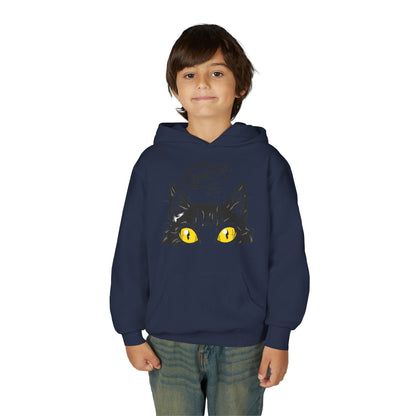 Youth Heavy Blend Hooded Sweatshirt -  Whos there cat Printify