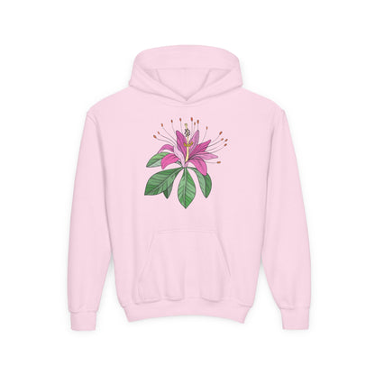 Youth Heavy Blend Hooded Sweatshirt - Purple flower Printify