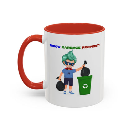 Accent Coffee Mug - Super kiddo taking trash out - [[{"value":"Wonderwear Kid"}]]