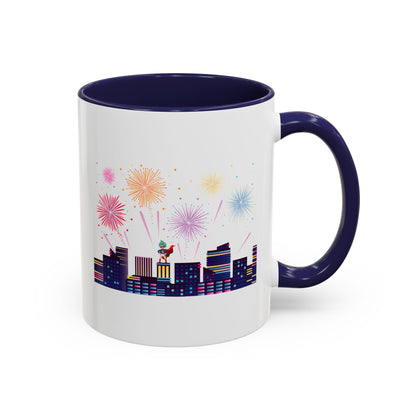Accent Coffee Mug - Super kiddo with fireworks - [[{"value":"Wonderwear Kid"}]]