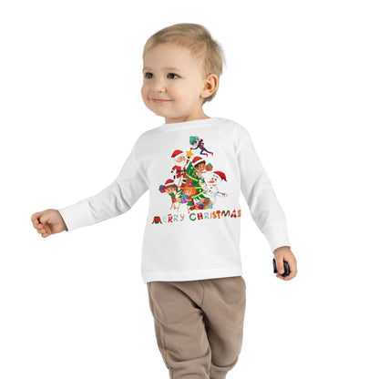 Toddler Long Sleeve Tee - Super kiddo making christmas tree with text - [[{"value":"Wonderwear Kid"}]]