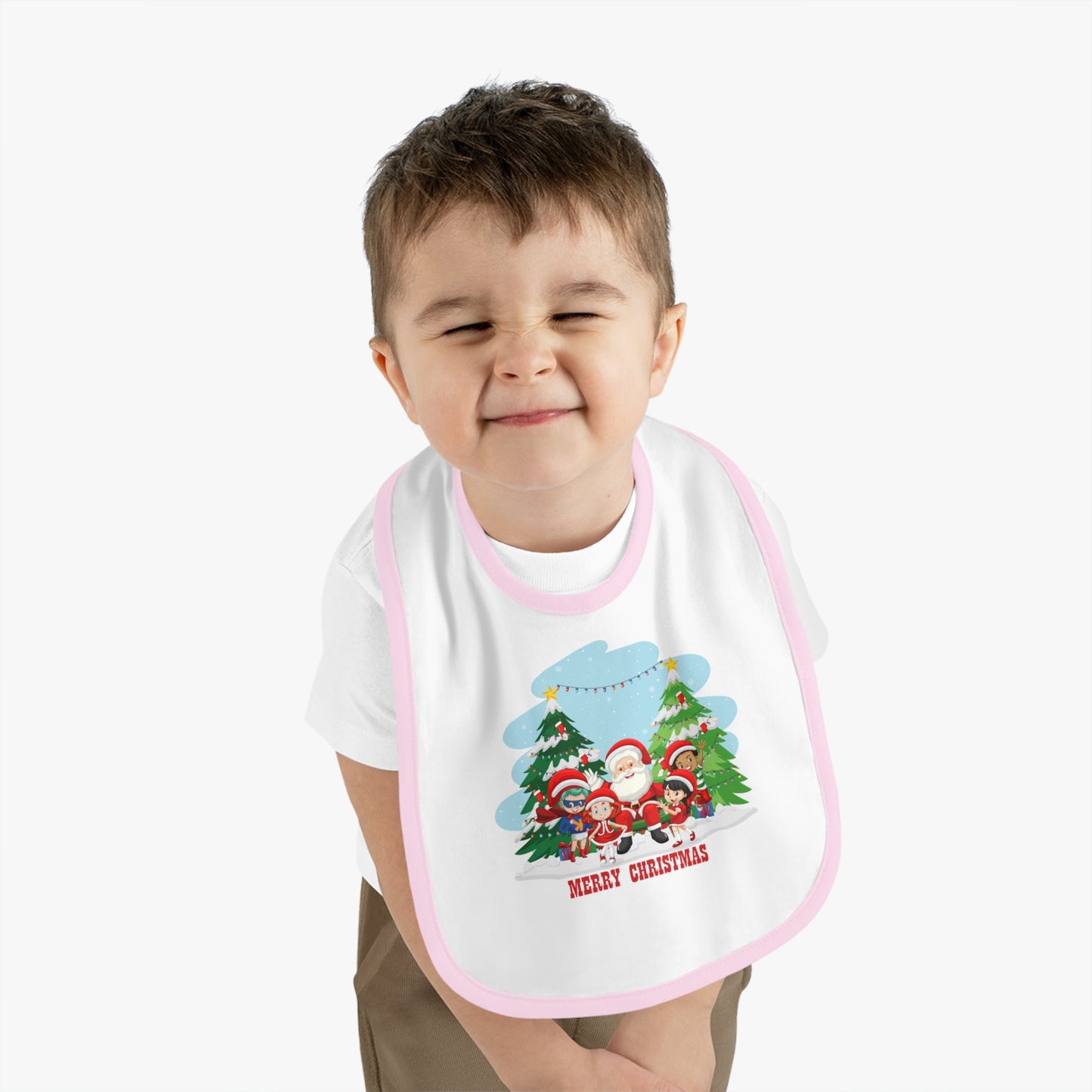 Baby Bib - Super kiddo with santa claus Merry christmas