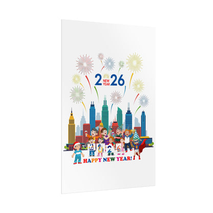 Rolled Posters - Happy new year with fireworks - [[{"value":"Wonderwear Kid"}]]