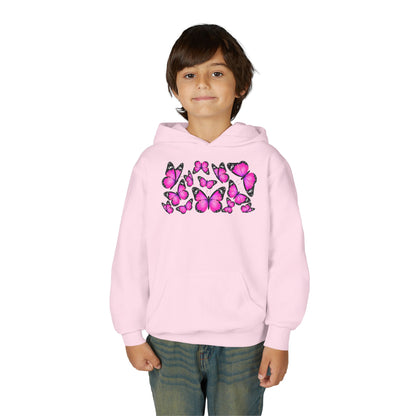 Youth Heavy Blend Hooded Sweatshirt -  Beautiful purple monarch Printify