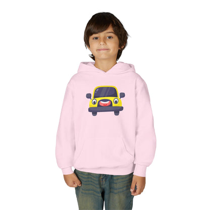 Kids Yellow Car Hoodie Printify