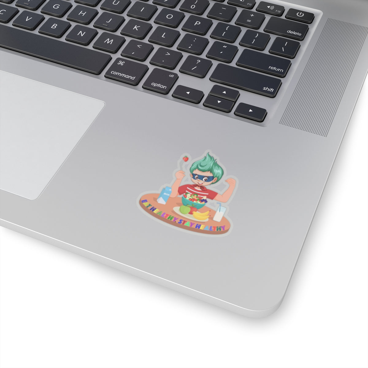 Kiss-Cut Stickers - super kiddo eating healthy food - [[{"value":"Wonderwear Kid"}]]