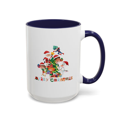 Accent Coffee Mug - Super kiddo making christmas tree with text - [[{"value":"Wonderwear Kid"}]]