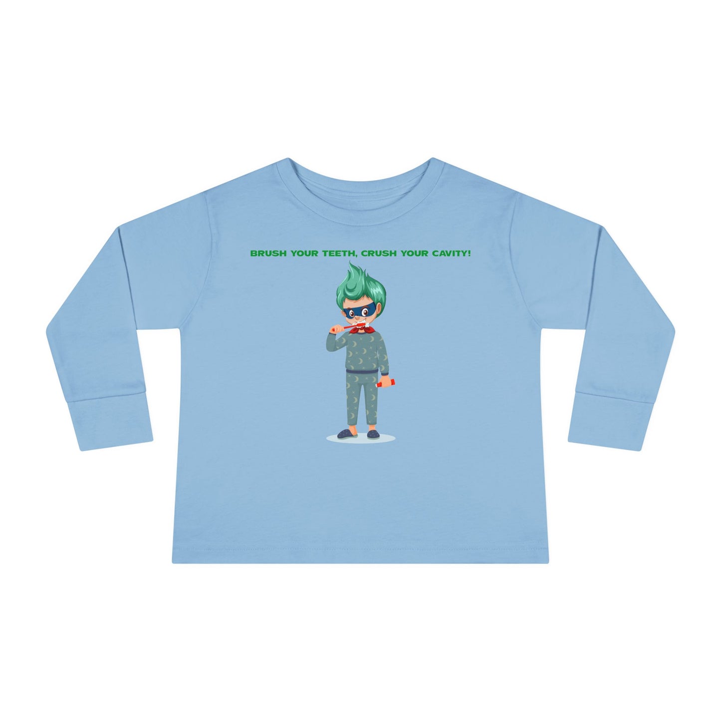 Toddler Long Sleeve Tee - Super kiddo brushing teeth - [[{"value":"Wonderwear Kid"}]]