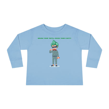 Toddler Long Sleeve Tee - Super kiddo brushing teeth - [[{"value":"Wonderwear Kid"}]]