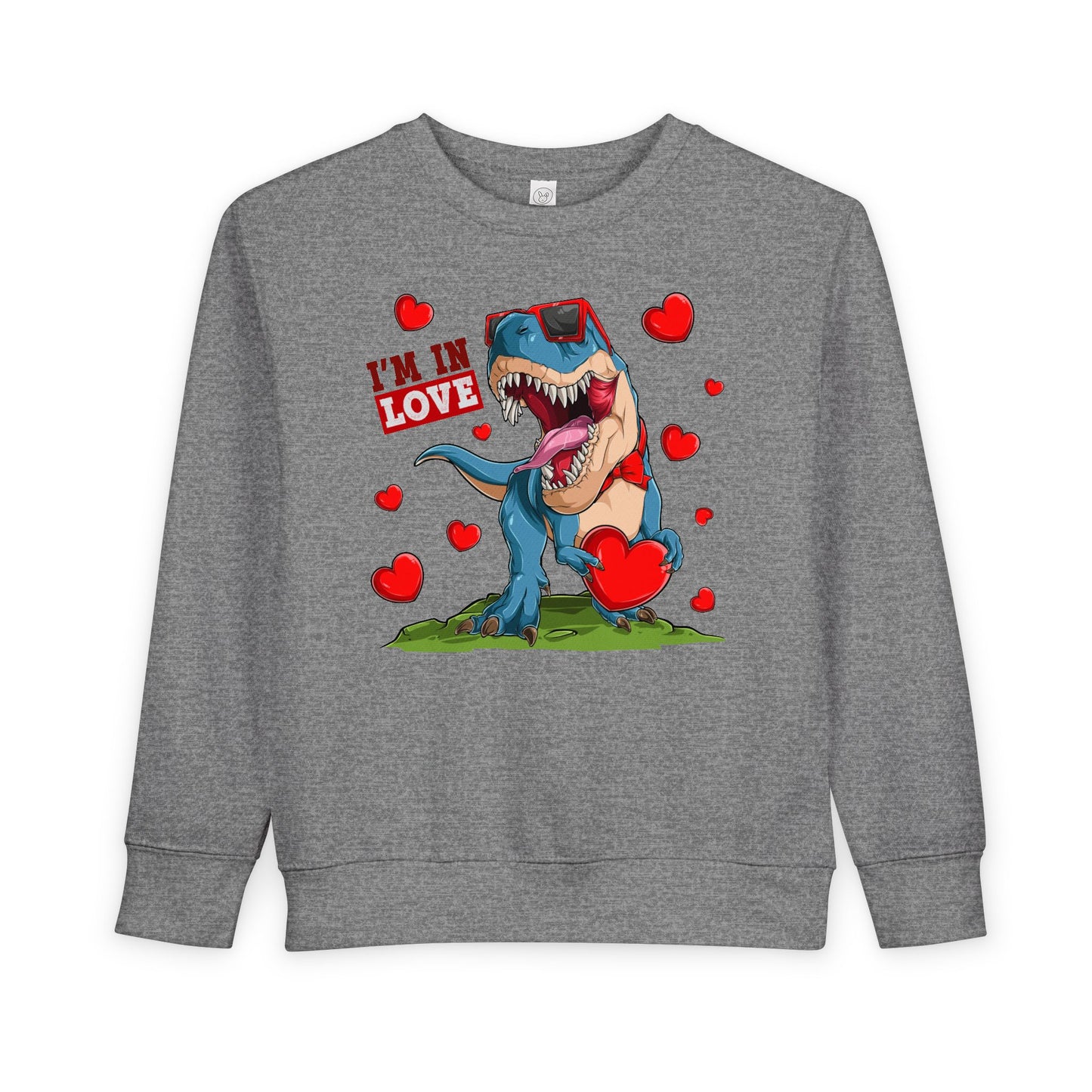 Toddler Sweatshirt -Dinosaur and heart design for valentines - [[{"value":"Wonderwear Kid"}]]