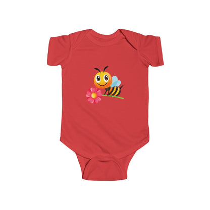 Baby Bee Bodysuit - Red Flower Infant Onesie Printify