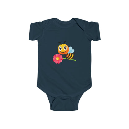 Baby Bee Bodysuit - Red Flower Infant Onesie Printify