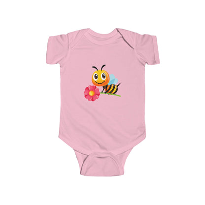 Baby Bee Bodysuit - Red Flower Infant Onesie Printify