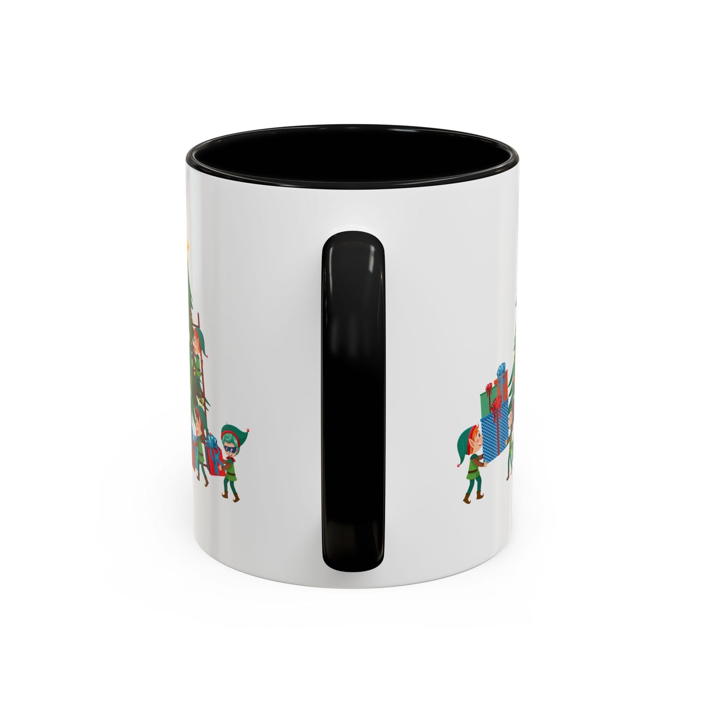 Accent Coffee Mug - Super kiddo putting gifts on christmas tree