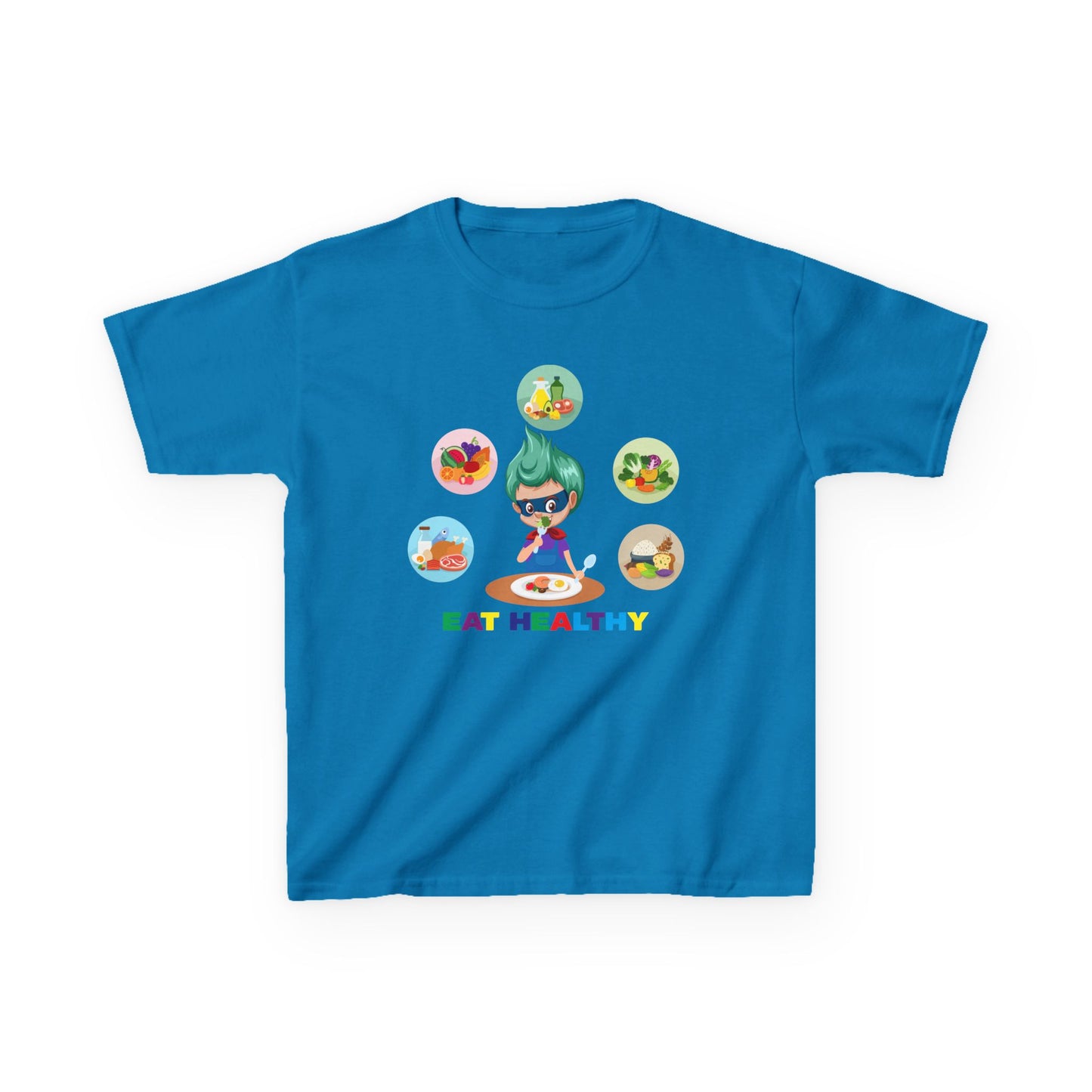 Kids Heavy Cotton™ Tee - Supper kiddo showing healthy food to eat - [[{"value":"Wonderwear Kid"}]]