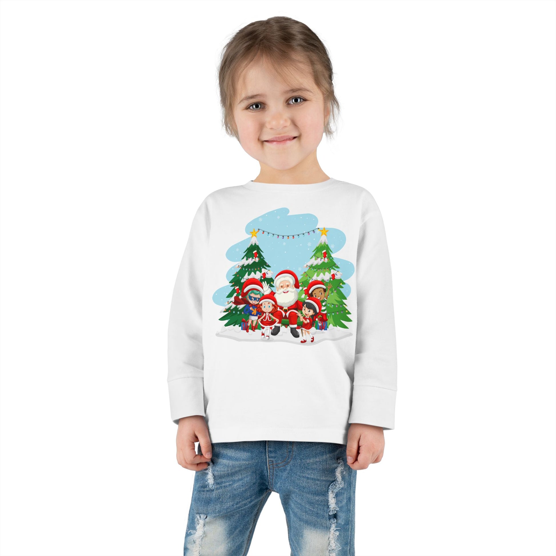 Toddler Long Sleeve Tee - Super kiddo with santa claus - [[{"value":"Wonderwear Kid"}]]