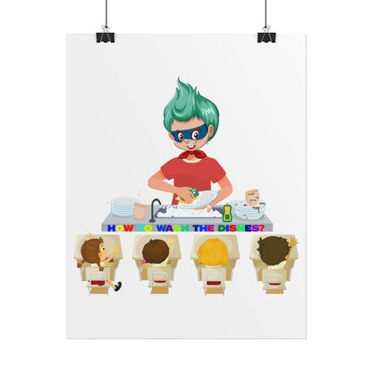 Rolled Posters - Little kiddo teaching to wash dishes - [[{"value":"Wonderwear Kid"}]]