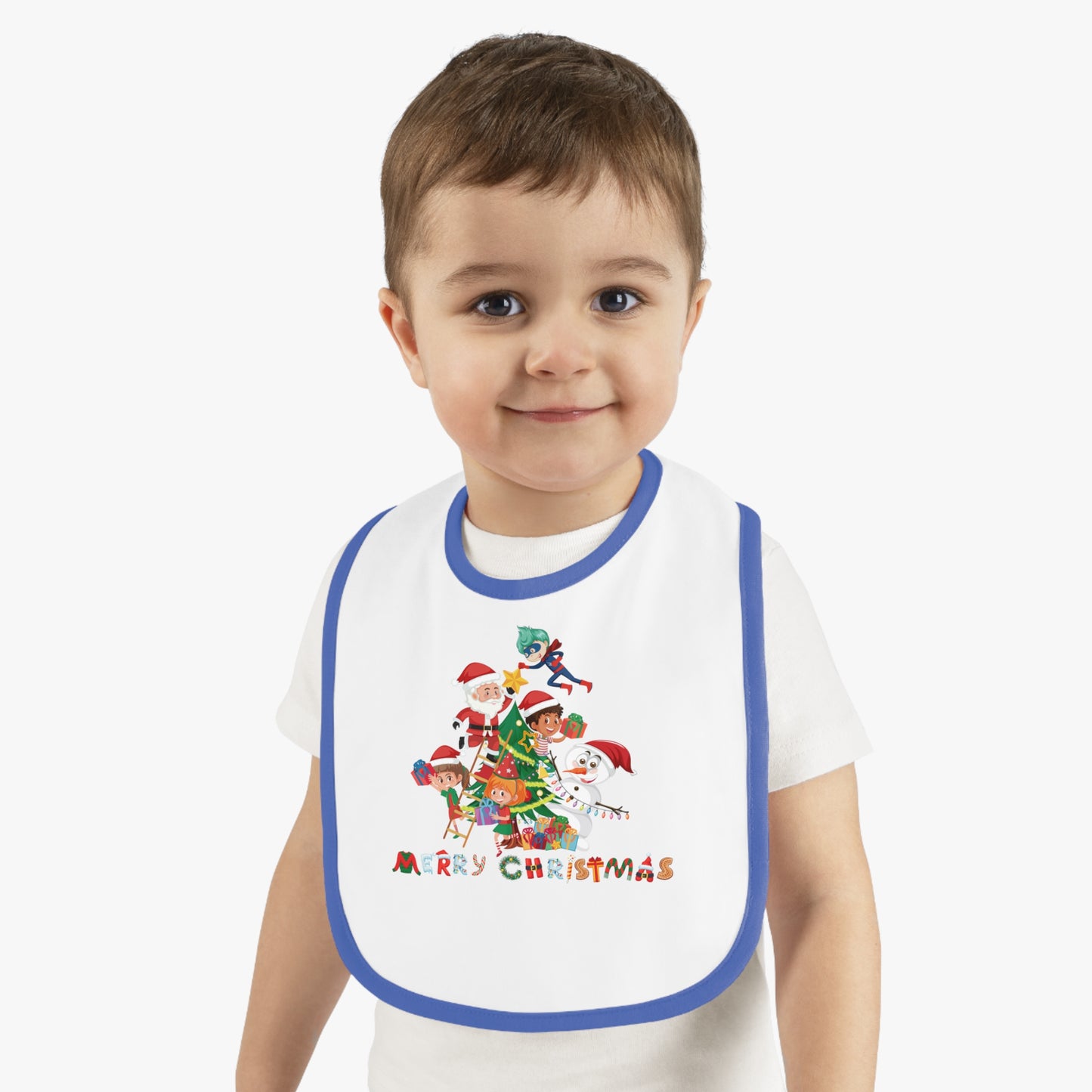 Baby Bib - Super kiddo making christmas tree with text