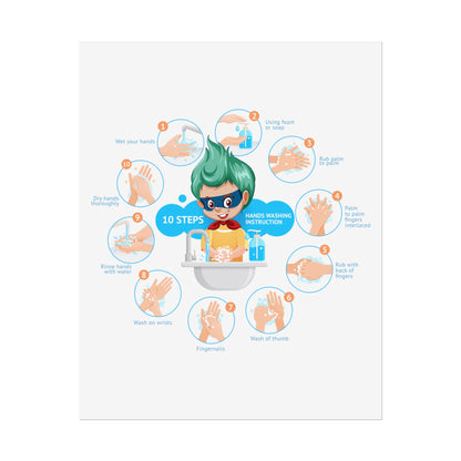 Rolled Posters - Super kiddo hand washing steps - [[{"value":"Wonderwear Kid"}]]