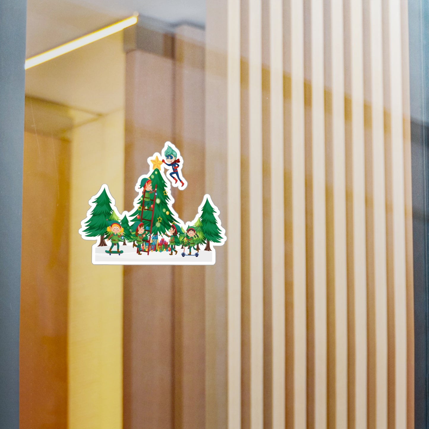 Christmas Kiss-Cut Vinyl Decals – Super kiddo putting the stars - [[{"value":"Wonderwear Kid"}]]