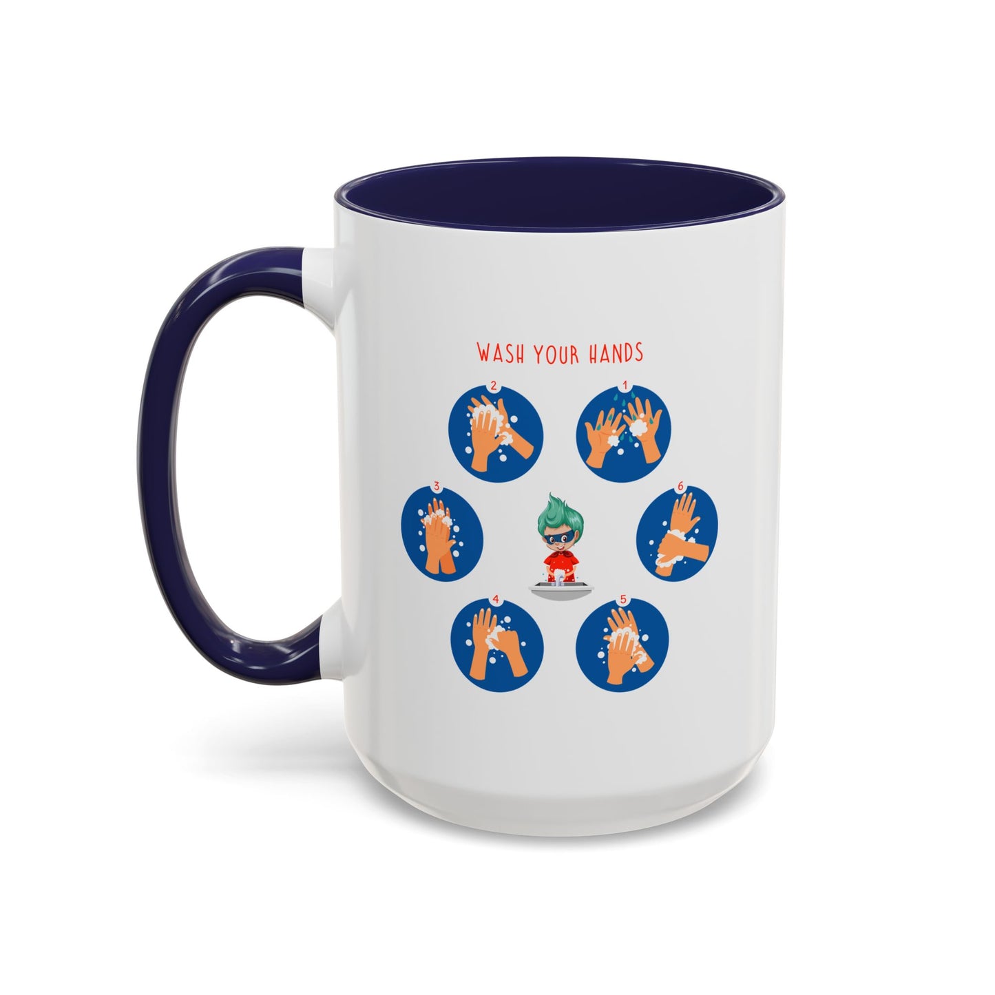 Accent Coffee Mug - Super kiddo teaching how to wash hands