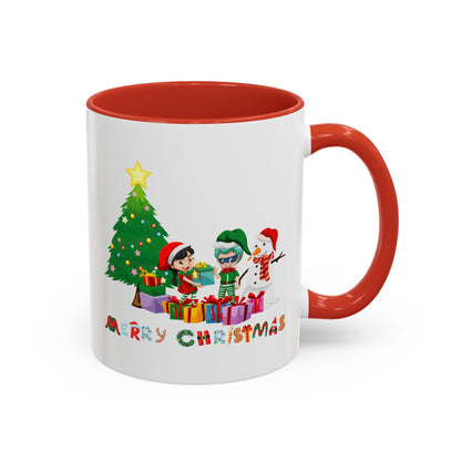 Accent Coffee Mug - Super kiddo preparing gifts - [[{"value":"Wonderwear Kid"}]]