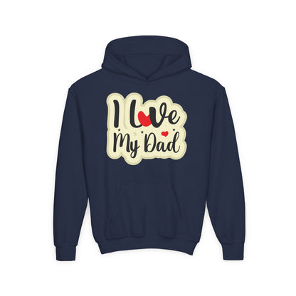 Youth Heavy Blend Hooded Sweatshirt - i love my dad Printify