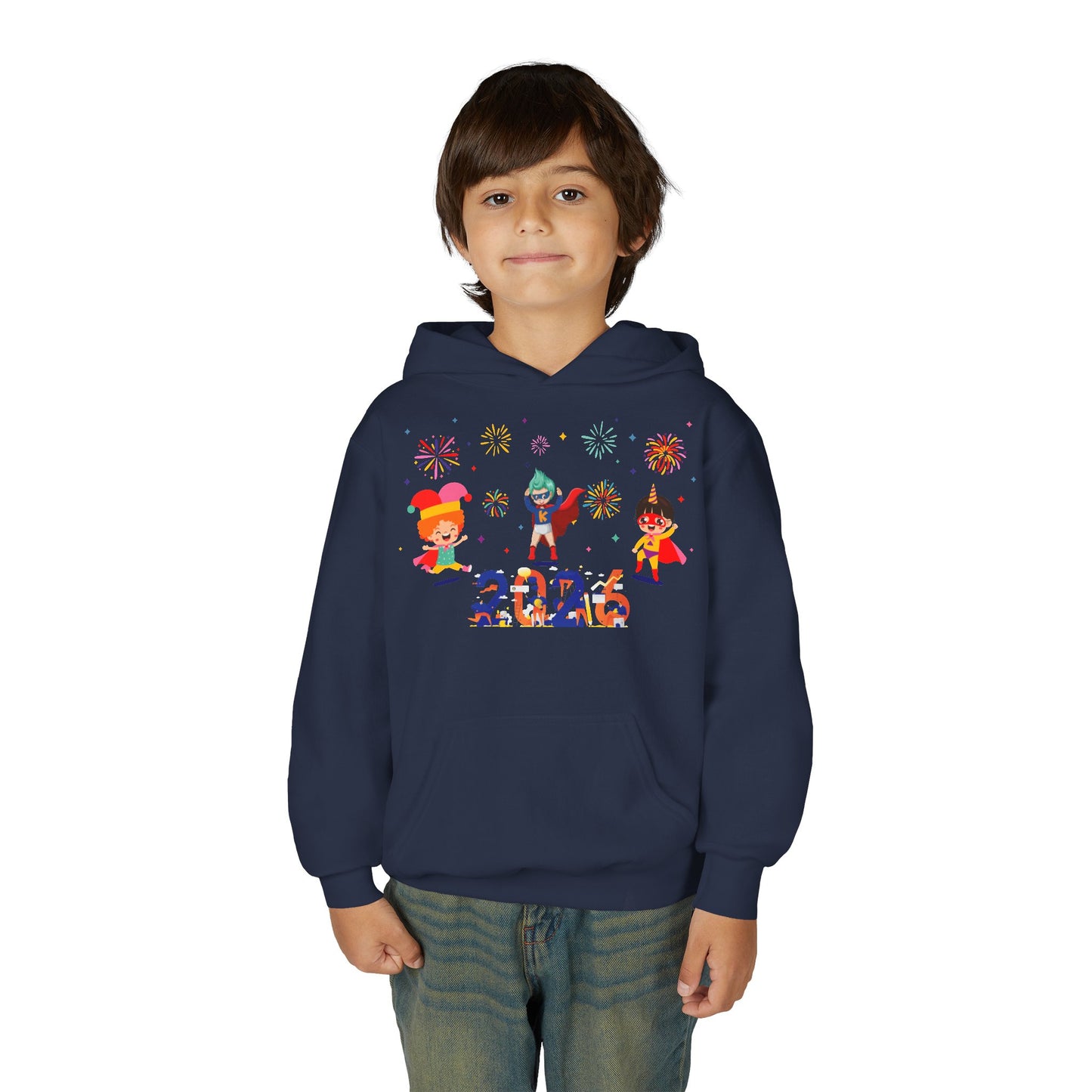 Youth Heavy Blend Hooded Sweatshirt - Super kiddo and other hero
