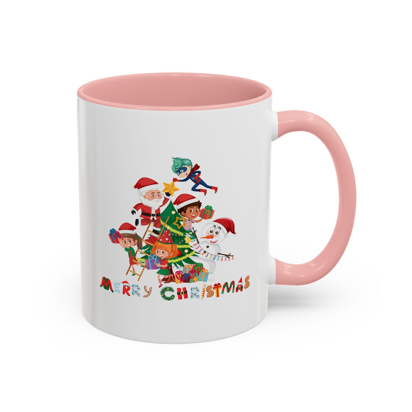Accent Coffee Mug - Super kiddo making christmas tree with text